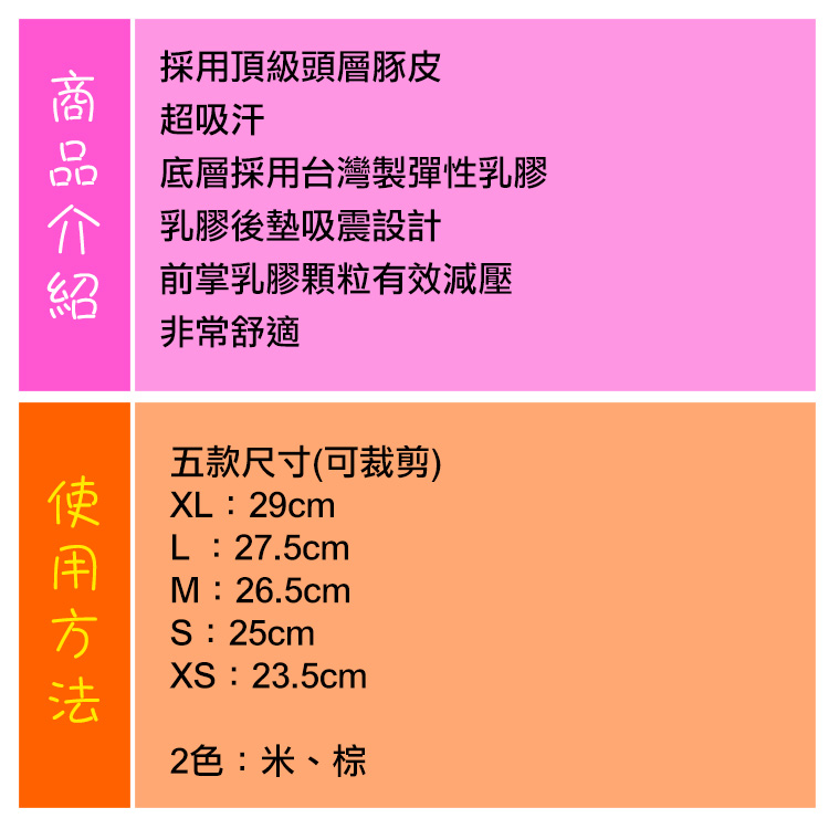 鞋墊．台灣製造．10mm按摩乳膠豚皮鞋墊．2色 米/棕．5尺寸【鞋鞋俱樂部】【906-C52】